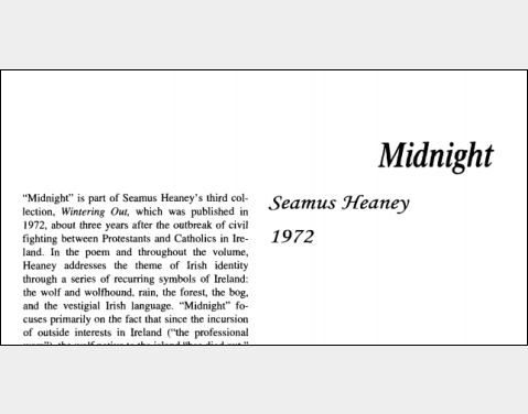 نقد شعر Midnight by Seamus Heaney