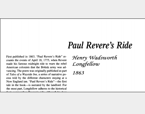 نقد شعر Paul Reveres Ride by Henry Wadsworth Longfellow