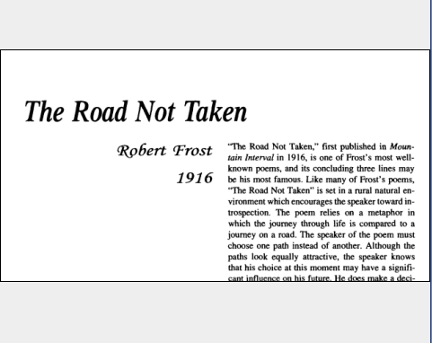 نقد شعر The Road Not Taken by Robert Frost