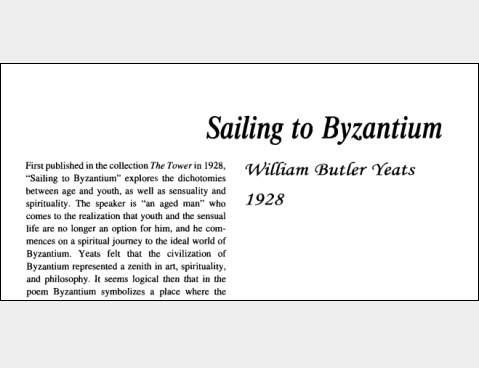 نقد شعر Sailing to Byzantium by William Butler Yeats