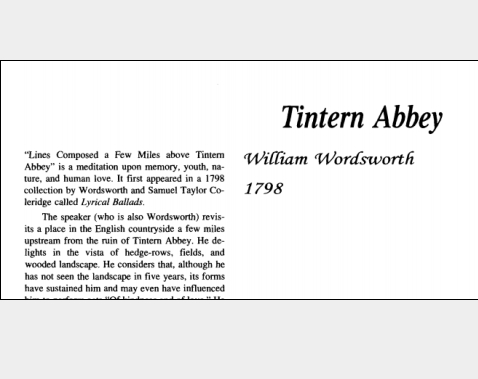 نقد شعر Tintern Abbey by William Wordsworth