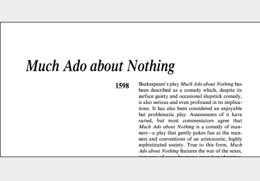 نقد نمایشنامه Much Ado about Nothing by William Shakespeare
