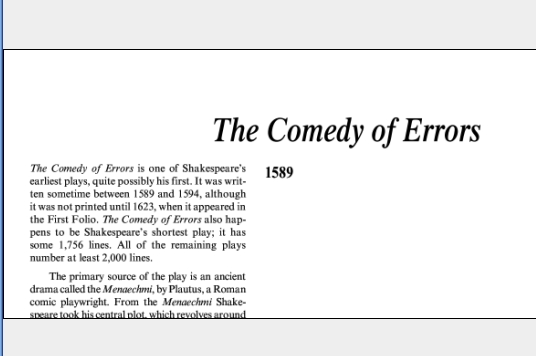 نقد نمایشنامه The Comedy of Errors by William Shakespeare