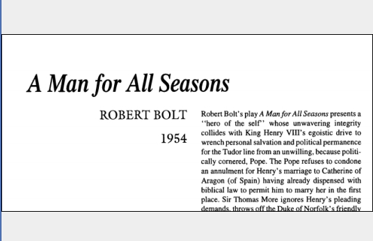 نقد نمایشنامه A Man For All Seasons by Robert Bolt