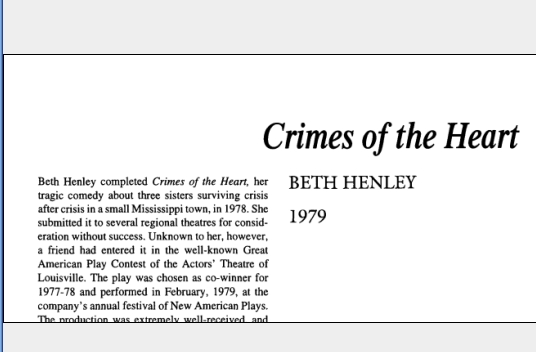 نقد نمایشنامه Crimes of the Heart by Beth Henley