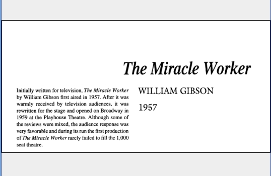 نقد نمایشنامه The Miracle Worker by William Gibson