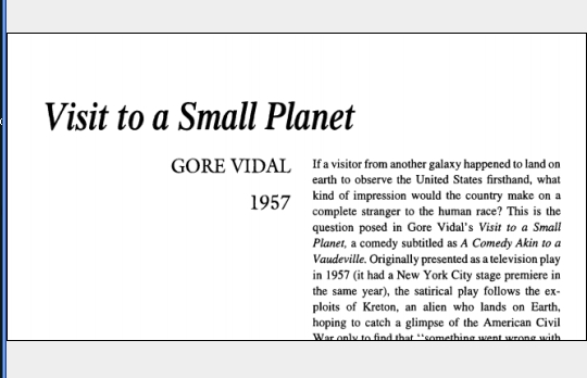 نقد نمایشنامه Visit to a Small Planet by Gore Vidal