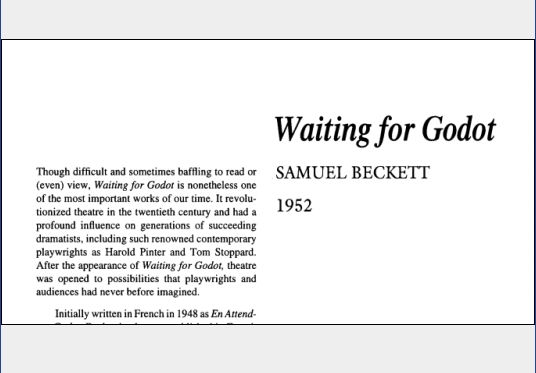 نقد نمایشنامه Waiting for Godot by Samuel Beckett