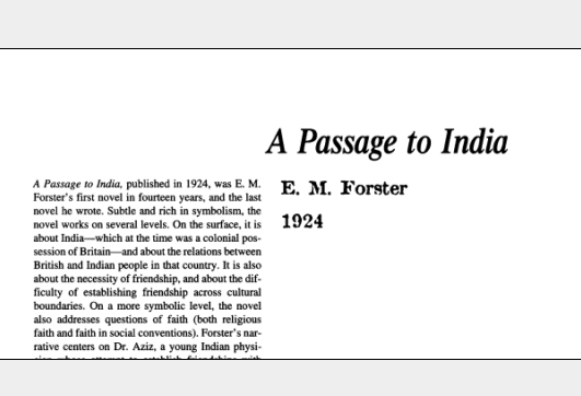 نقد رمان A Passage to India by E. M. Forster