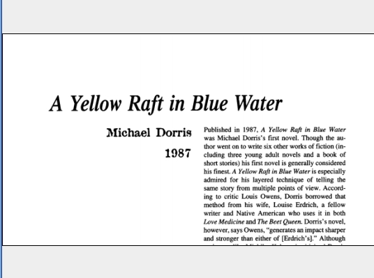 نقد رمان A Yellow Raft in Blue Water by Michael Dorris