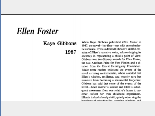 نقد رمان Ellen Foster by Kaye Gibbons