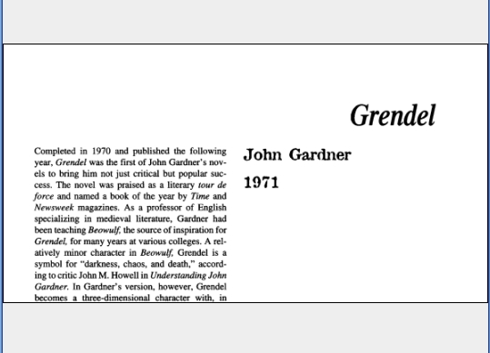 نقد رمان Grendel by John Gardner