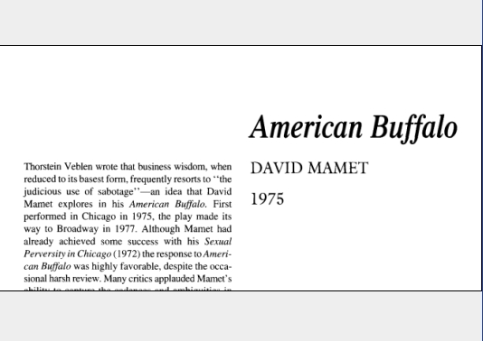 نقد نمایشنامه American Buffalo by David Mamet