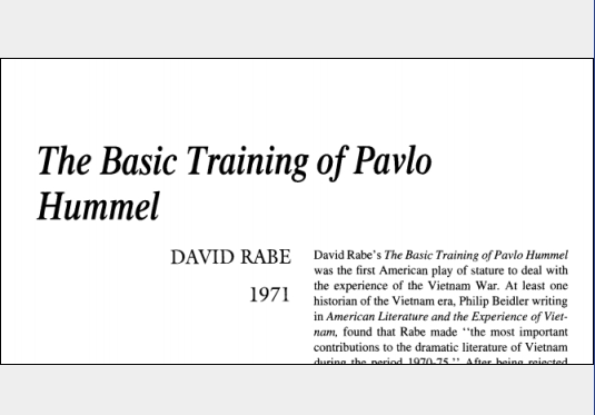 نقد نمایشنامه The Basic Training of Pavlo Hummel by David Rabe