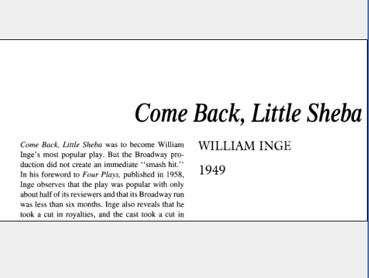 نقد نمایشنامه Come Back, Little Sheba by William Inge