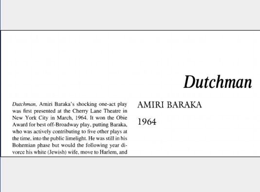 نقد نمایشنامه Dutchman by Amiri Baraka