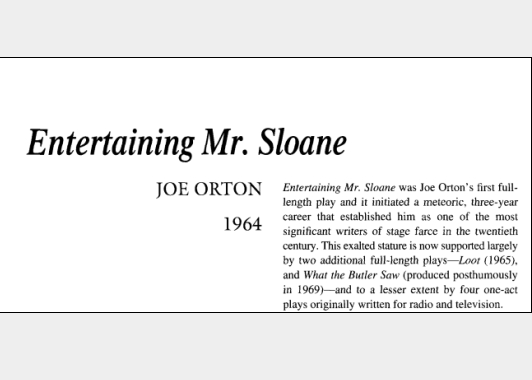 نقد نمایشنامه Entertaining Mr Sloane by Joe Orton