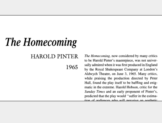 نقد نمایشنامه The Homecoming by Harold Pinter