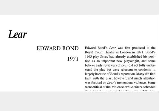 نقد نمایشنامه Lear by Edward Bond