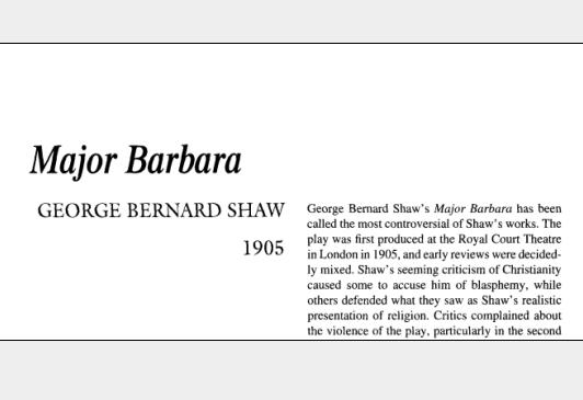 نقد نمایشنامه Major Barbara by George Bernard Shaw
