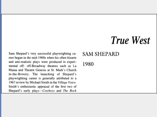 نقد نمایشنامه True West by Sam Shepard