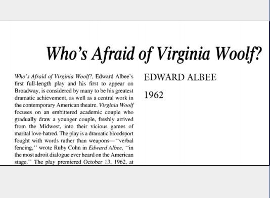 نقد نمایشنامه Whos Afraid of Virginia Woolf? by Edward Albee