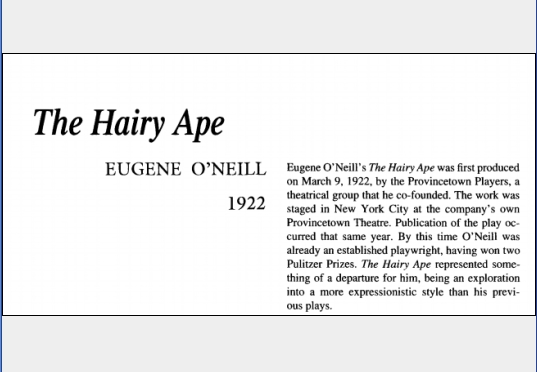نقد نمایشنامه The Hairy Ape by Eugene ONeill