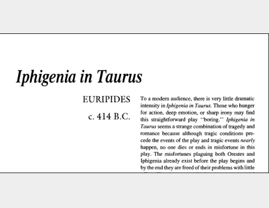 نقد نمایشنامه Iphigenia in Taurus by Euripides