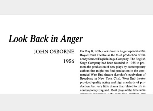 نقد نمایشنامه Look Back in Anger by John Osborne