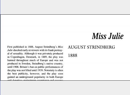 نقد نمایشنامه Miss Julie by August Strindberg