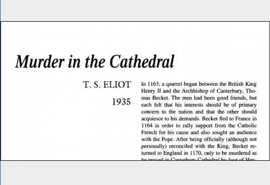 نقد نمایشنامه Murder in the Cathedral by T.S. Eliot