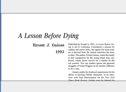 نقد رمان A Lesson Before Dying by Ernest J. Gaines
