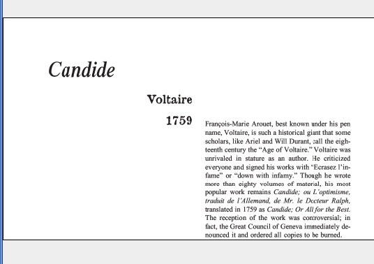 نقد رمان Candide by Voltaire