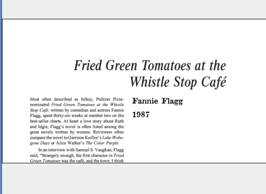 نقد رمان Fried Green Tomatoes at the Whistle Stop Cafe by Fannie Flagg