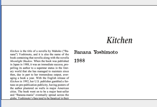 نقد رمان Kitchen by Banana Yoshimoto