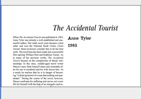 نقد رمان The Accidental Tourist by Anne Tyler