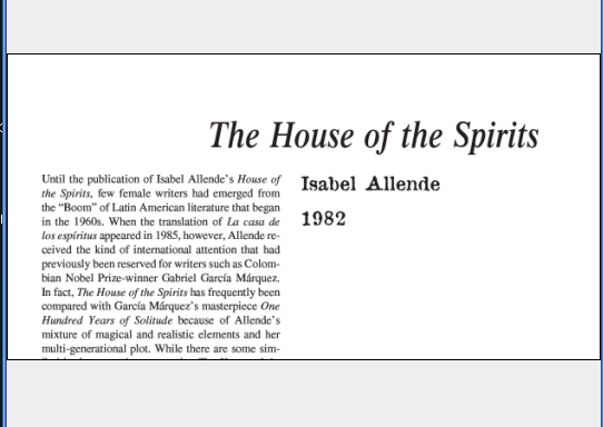 نقد رمان The House of the Spirits by Isabel Allende