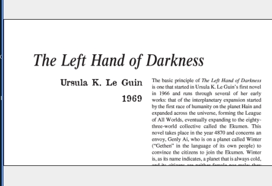 نقد رمان The Left Hand of Darkness by Ursula K. Le Guin