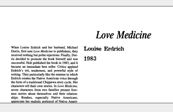 نقد رمان Love Medicine by Louise Erdrich