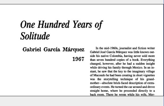 نقد رمان One Hundred Years of Solitude by Gabriel Garcia Marquez