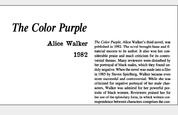 نقد رمان The Color Purple by Alice Walker