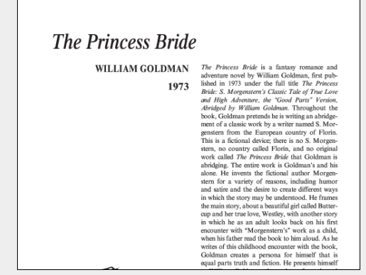 نقد رمان The Princess Bride by William Goldman