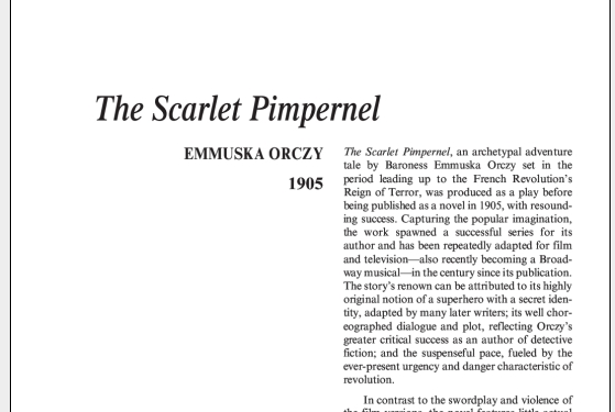 نقد رمان The Scarlet Pimpernel by Baroness Emmuska Orczy