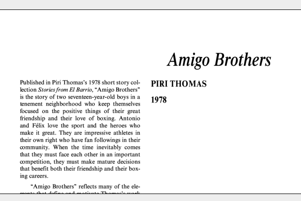 نقد داستان کوتاه Amigo Brothers by Piri Thomas