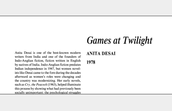 نقد داستان کوتاه Games at Twilight by Anita Desai