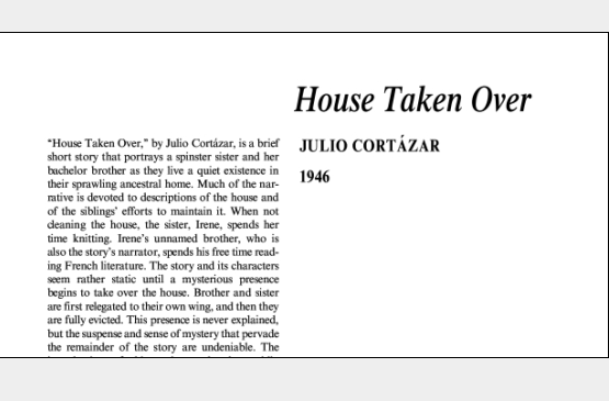 نقد داستان کوتاه House Taken Over by Julio Cortazar