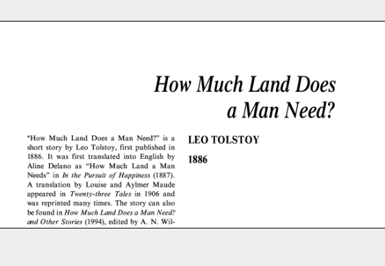 نقد داستان کوتاه How Much Land does a Man Need by Leo Tolstoy