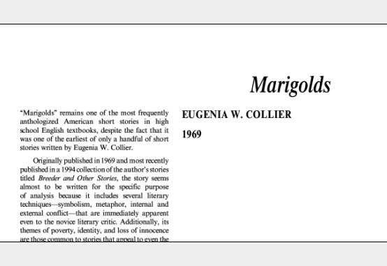 نقد داستان کوتاه Marigolds by Eugenia W. Collier