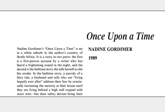 نقد داستان کوتاه Once Upon a Time by Nadine Gordimer