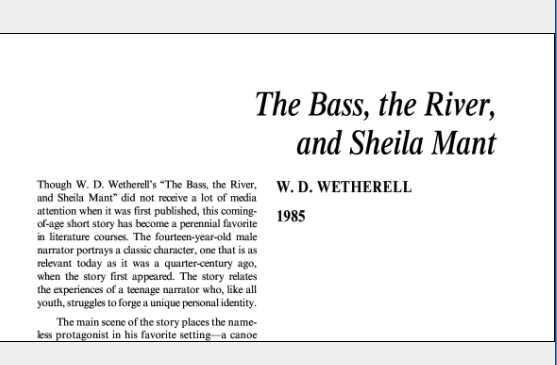 نقد داستان کوتاه The Bass, the River, and Sheila Mant by W. D. Wetherell